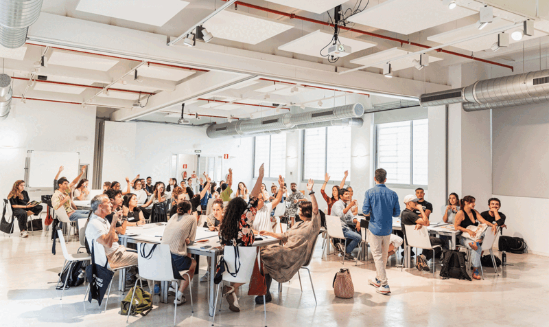 Groups of people participating in a design workshop