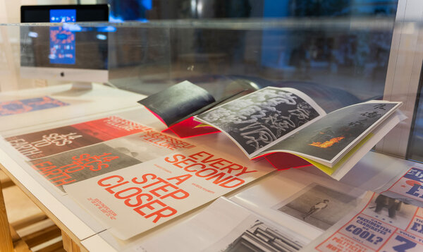 Display case of a typography exhibition